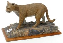 MOUNTAIN LION WOODEN CARVING