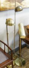THREE ADJUSTABLE BRASS READING LAMPS