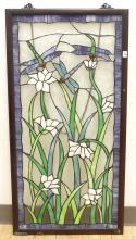 "DRAGONFLIES" STAINED GLASS WINDOW PANEL