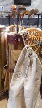 VINTAGE GOLF CLUBS AND VINTAGE MAILBAGS