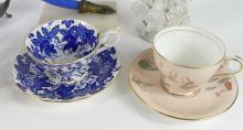 TEACUPS, PORCELAIN FIGURINE, ETC.