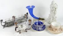 TEACUPS, PORCELAIN FIGURINE, ETC.