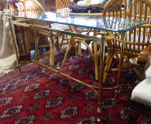 BRASS GLASS TOP SOFA TABLE