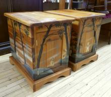 PAIR OF PINE LAMP COMMODES