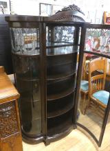 ANTIQUE BOW-FRONT CHINA CABINET