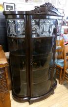 ANTIQUE BOW-FRONT CHINA CABINET