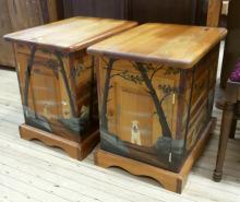 PAIR OF PINE LAMP COMMODES