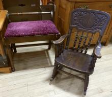 CHILD'S ROCKER AND VANITY BENCH