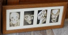 FIVE FRAMED "MACABRE" ARTWORKS