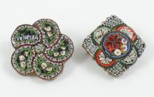 2 ANTIQUE MICRO MOSAIC BROOCHES