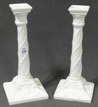 PAIR OF ROYAL WORCESTER CANDLESTICKS