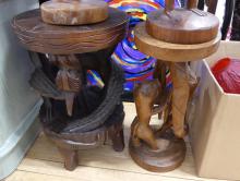 FOUR CARVED "FIGURAL" WOODEN STANDS