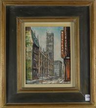 ENGLISH STREET SCENE OIL