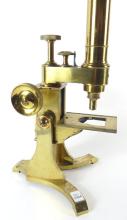 19TH CENTURY BRASS MONOCULAR MICROSCOPE