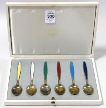 GEORG JENSEN ENAMEL STERLING SPOONS