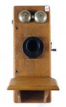ANTIQUE OAK WALL TELEPHONE
