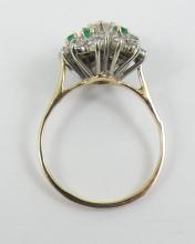 EMERALD & DIAMOND CLUSTER RING