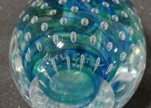 TWO SIGNED ART GLASS PAPERWEIGHTS