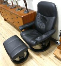 STRESSLESS RECLINER AND FOOTSTOOL