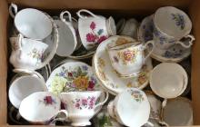 BOX LOT OF CUPS AND SAUCERS