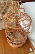 TWO WOODEN BIRDCAGES