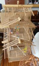 TWO WOODEN BIRDCAGES