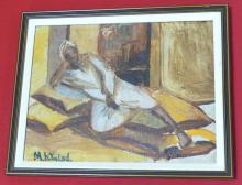 TWO OIL PAINTINGS AND ETCHING