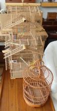 TWO WOODEN BIRDCAGES