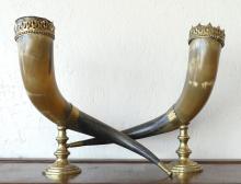 PAIR OF HORN VASES