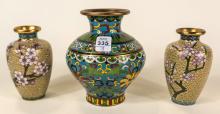 THREE CHINESE CLOISONNE VASES