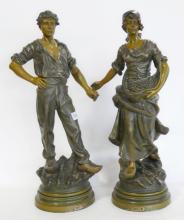 PAIR OF FRENCH SPELTER SCULPTURES