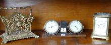 TWO CLOCKS AND LETTER HOLDER