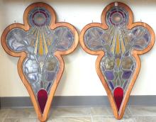 PAIR OF STAINED GLASS WINDOWS
