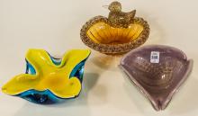 THREE MURANO GLASS BOWLS