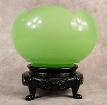 JADEITE GLASS BOWL ON STAND