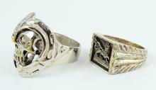 2 MEN'S STERLING RINGS