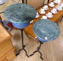 PAIR OF MARBLE TOP PLANT STANDS