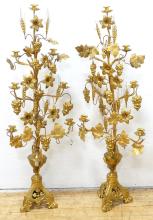 PAIR OF GILDED METAL CANDELABRA