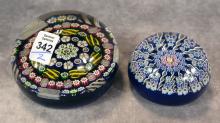 TWO MILLEFIORI GLASS PAPERWEIGHTS