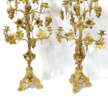 PAIR OF GILDED METAL CANDELABRA