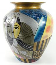 INTERESTING PICASSO STYLE PAINTED JAR