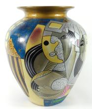 INTERESTING PICASSO STYLE PAINTED JAR