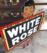 WHITE ROSE ENAMEL PORCELAIN SIGN