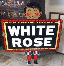 WHITE ROSE ENAMEL PORCELAIN SIGN