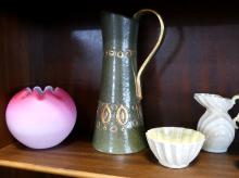 BELLEEK, FISH FLOATS, VASES AND JUG