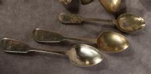 STERLING SPOONS AND SUGAR TONGS