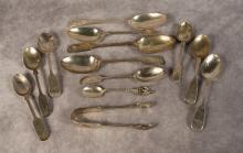 STERLING SPOONS AND SUGAR TONGS
