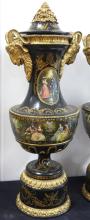 PAIR EMPIRE STYLE EBONIZED URNS CIRCA 1900