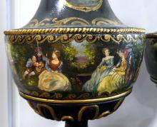 PAIR EMPIRE STYLE EBONIZED URNS CIRCA 1900
