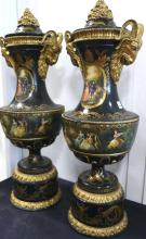 PAIR EMPIRE STYLE EBONIZED URNS CIRCA 1900